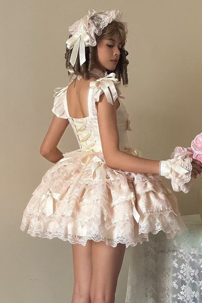 【予約商品】プリンセスバレエケーキロリータドレス+ヘアバンド+ネックレス+スリーブ+テール