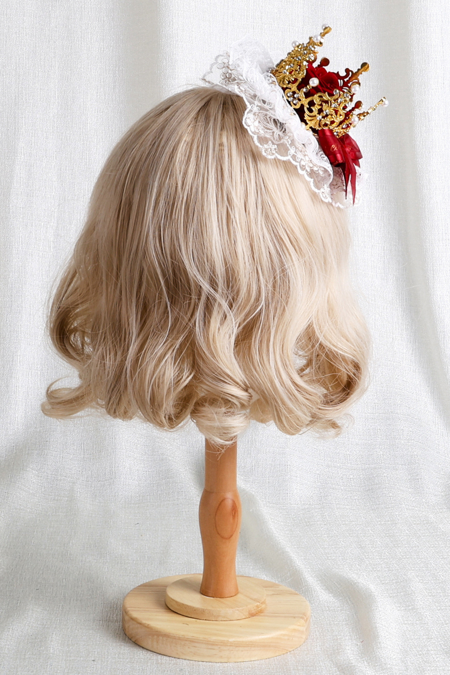 ローズレースロリータボンネット+ハット+ヘアバンド+クリップハット+クラウン