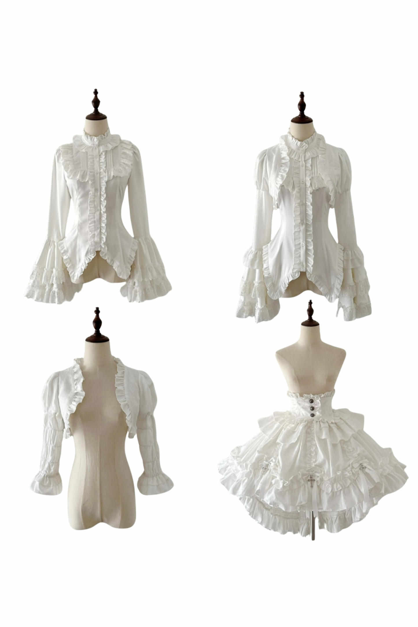 【12月6日予約締切】クロスノクターンホワイトブラック姫袖フリルシャツ