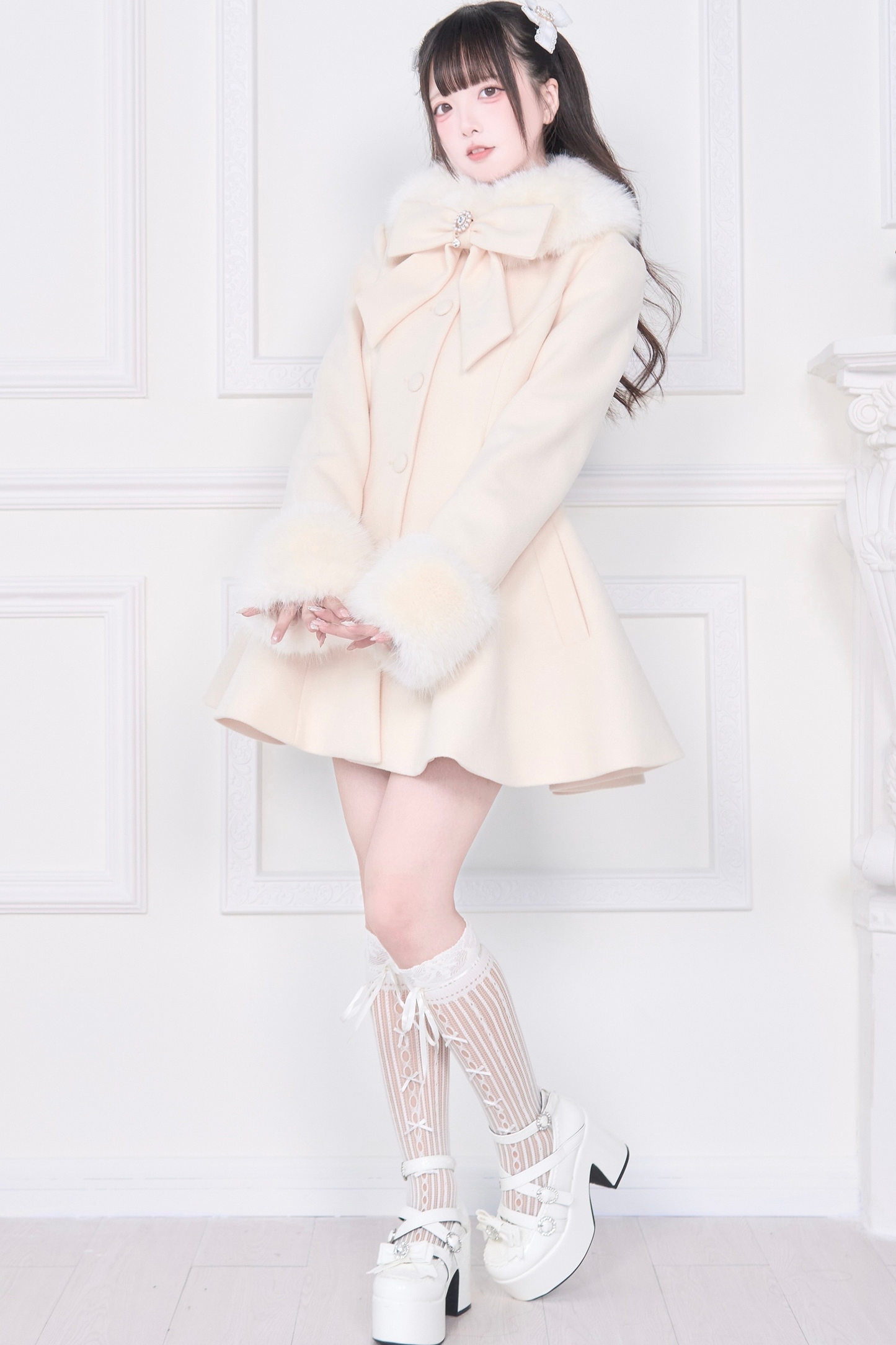 ビッグリボンフレアコート