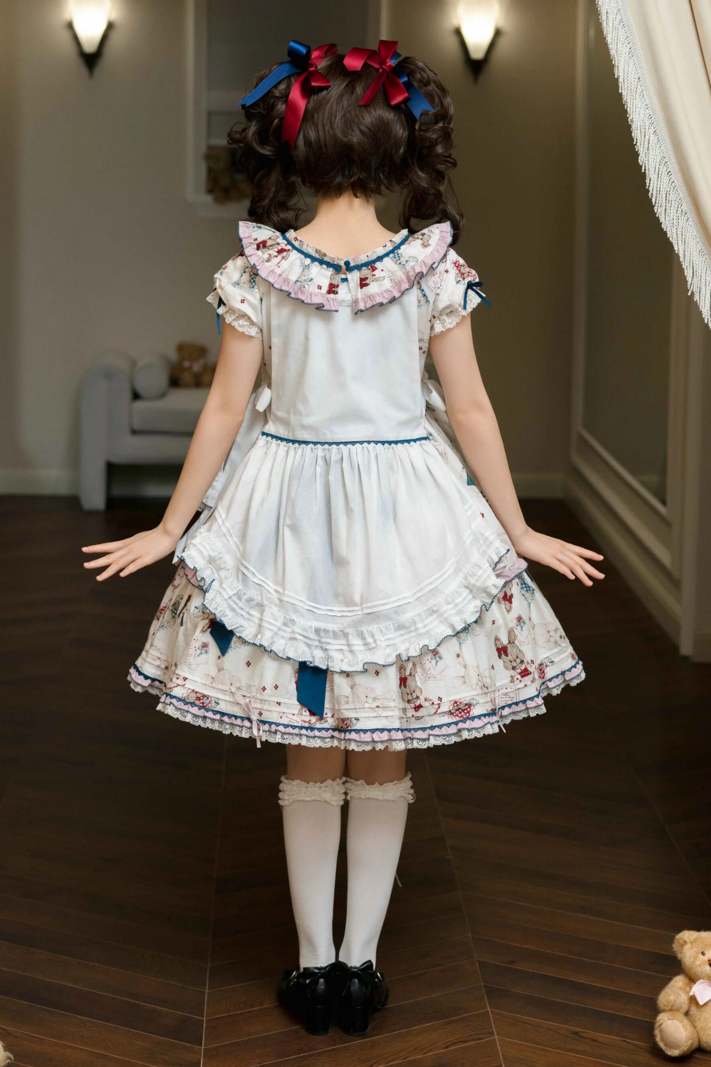 Retro Bear Puff Sleeve Dress + Sleeveless Dress