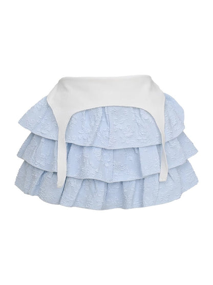 Asymmetrical top + ruffle cake skirt