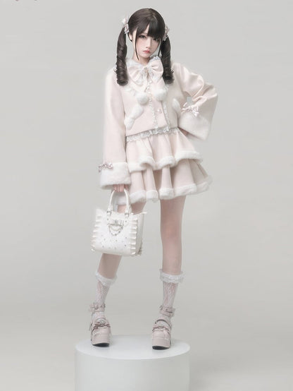 【2月7日予約締切】うさ耳フーディーファーリボンジャケット＋ファースカート