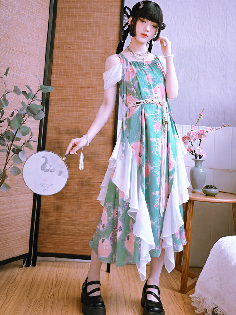 Loose Design China Print Dress