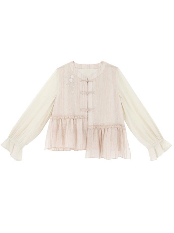 スイートガーリーアシメトップス＋フレアロングスカート