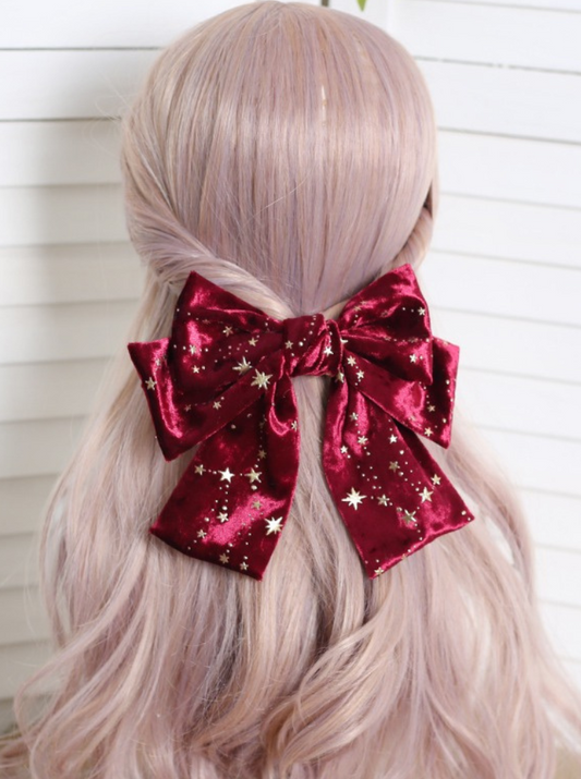 Velvet Bronze Star Big Ribbon Hairpin
