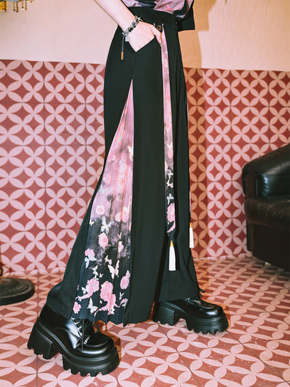 China Mode Flower Wide Leg Pants