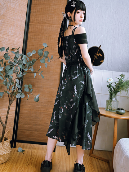 Loose Design China Print Dress