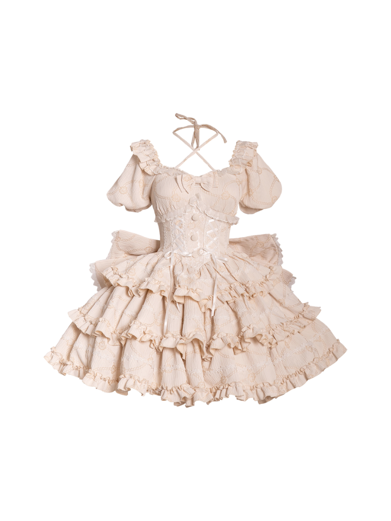 Puff Rose Princess Ribbon Tail Lolita Dress