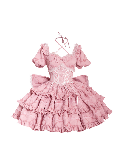 Puff Rose Princess Ribbon Tail Lolita Dress