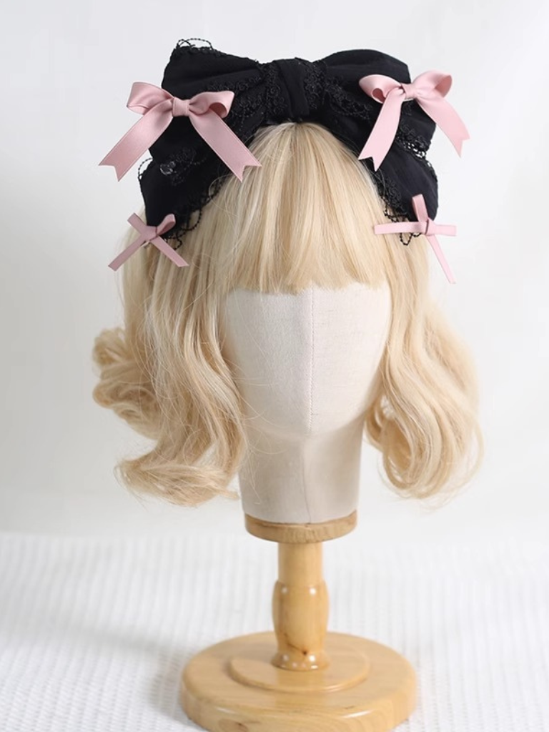 French Big Bow Lace Lolita Headband