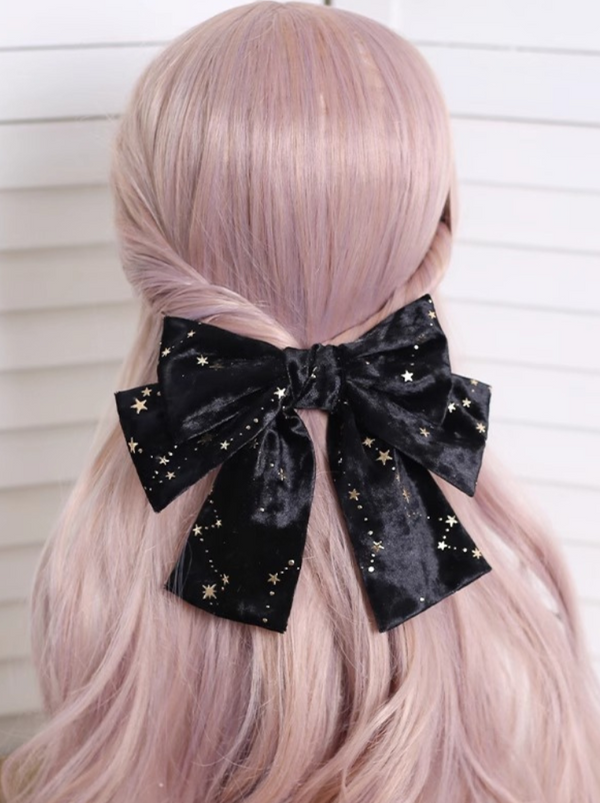 Velvet Bronze Star Big Ribbon Hairpin