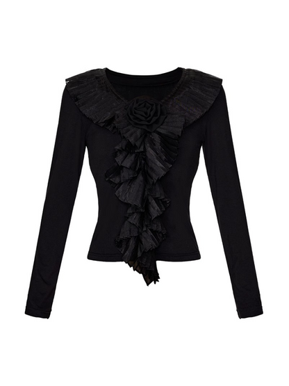 Organ collar flower slim blouse