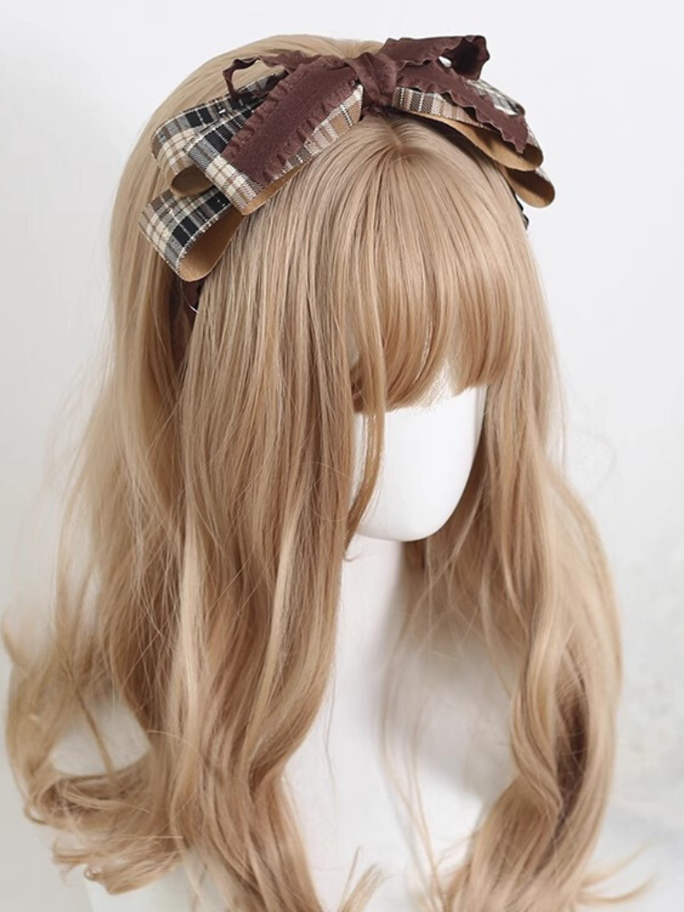 Lolita ribbon wool check catsuit