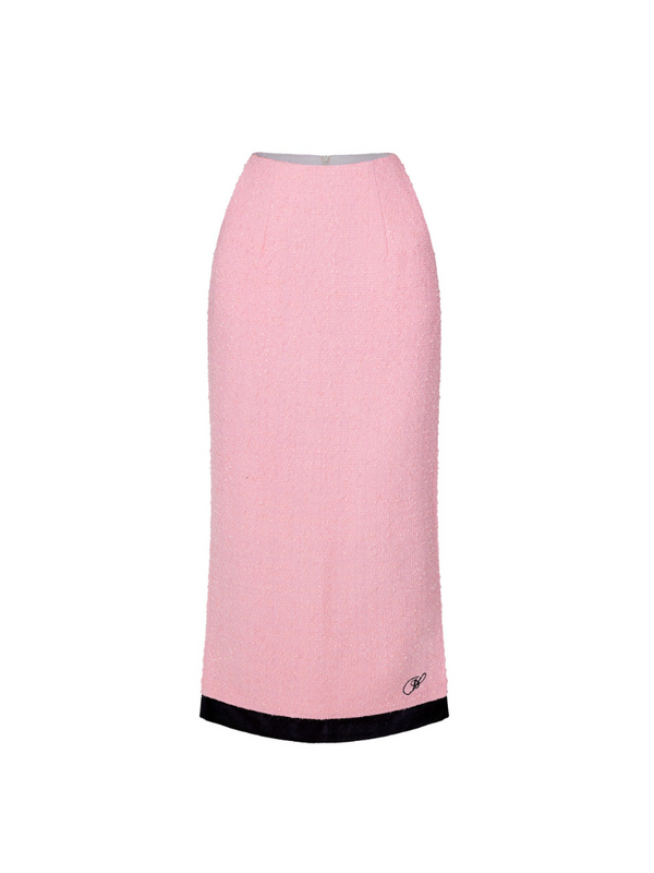 Peach square neck top + tight short skirt + tight long skirt