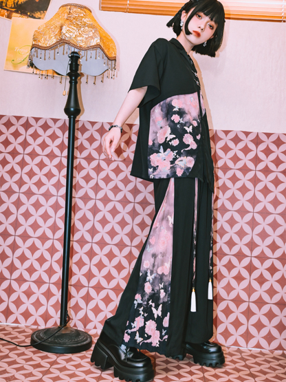 China Mode Flower Wide Leg Pants