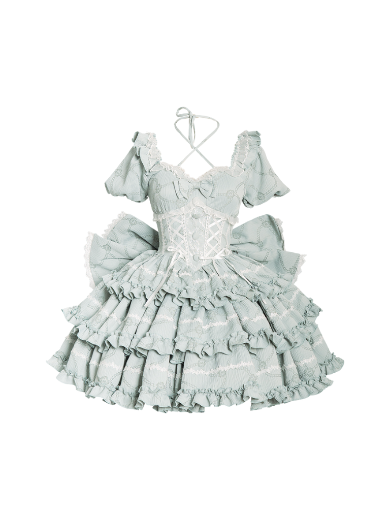 Puff Rose Princess Ribbon Tail Lolita Dress