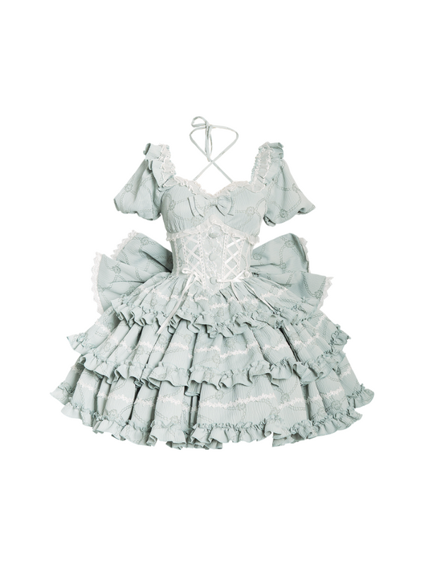 Puff Rose Princess Ribbon Tail Lolita Dress