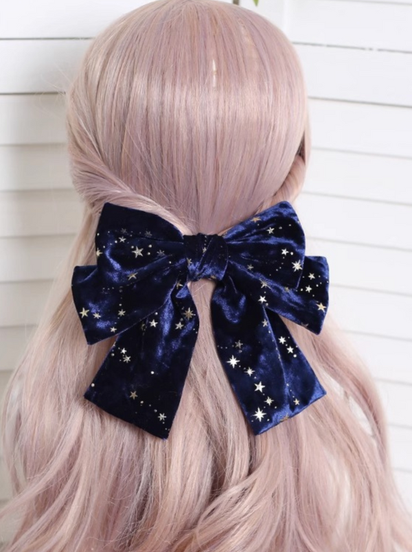 Velvet Bronze Star Big Ribbon Hairpin
