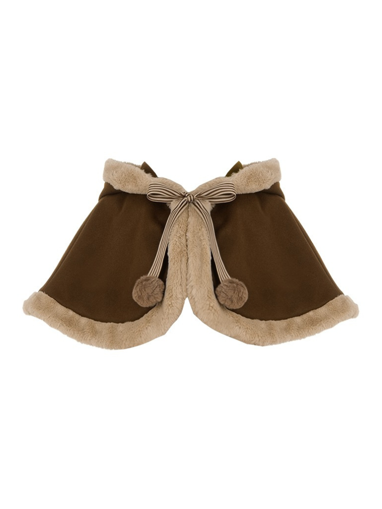 Brown Fur Cape + Fur Suspender Skirt + Leg Warmers