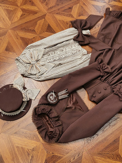 【12月23日予約締切】ビクトリアデュークエレガントクラシックフリルスタンドカラーリボンシャツ