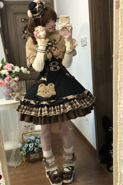 Bear Lolita Jumper Skirt + Top + Cape + Hat