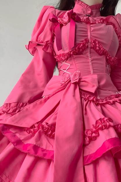 ゴシックレトロヘリンボーンウエストスリミングロリータドレス