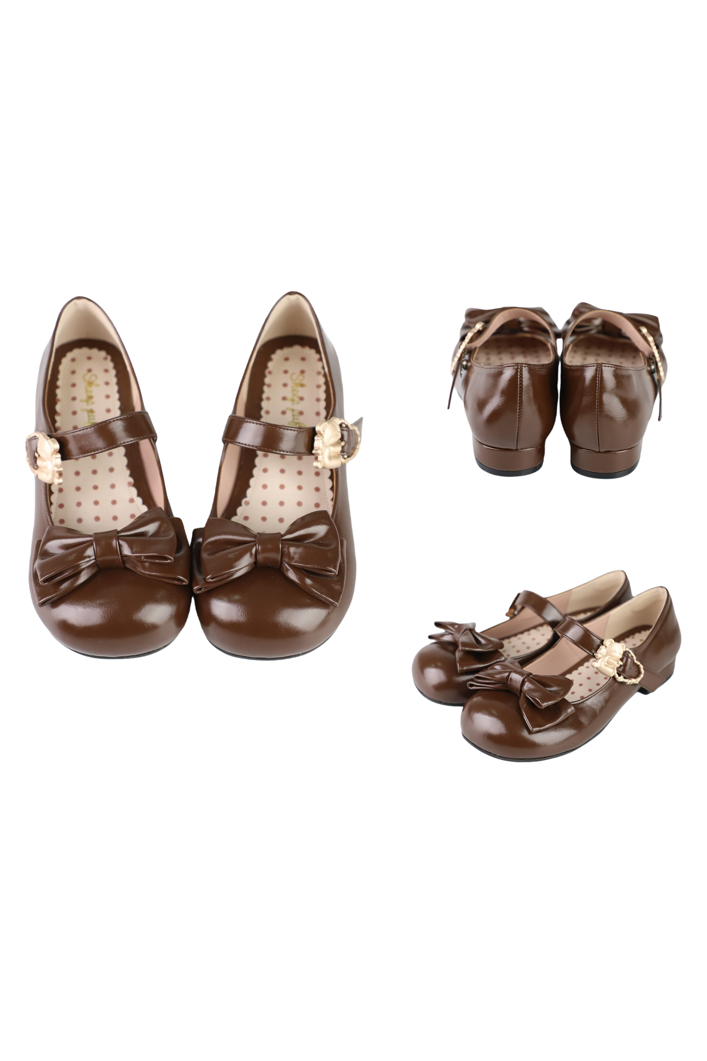 Glossy Sheep Bowknot Shoes
