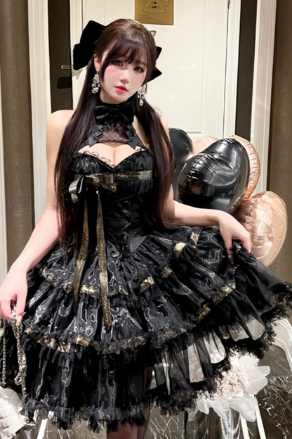 Ribbon Halter Neck Slim Lolita Dress