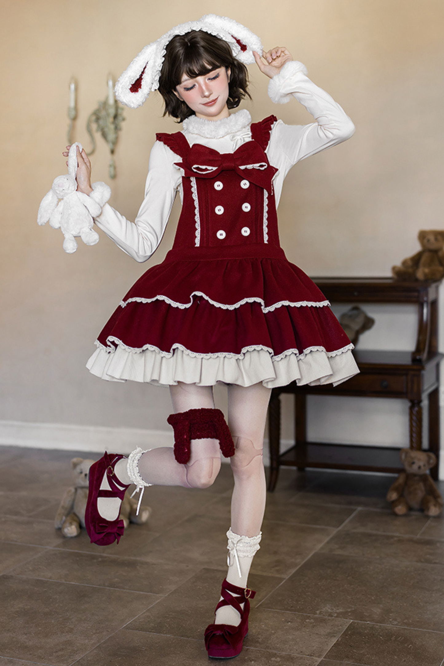 ドールロリータドレス+トップス+アニマルレッグループ+アニマルヘアバンド