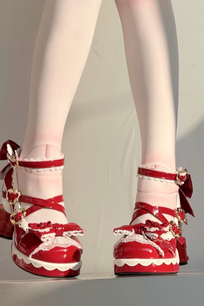 リボンレースロリータクリスタルヒール