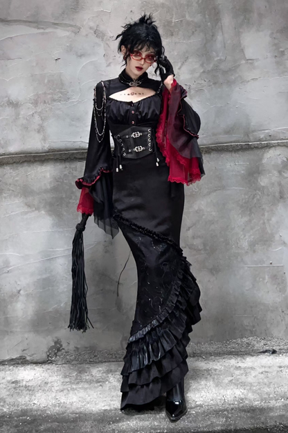 ダークフラワーゴシックロリータセットアップ