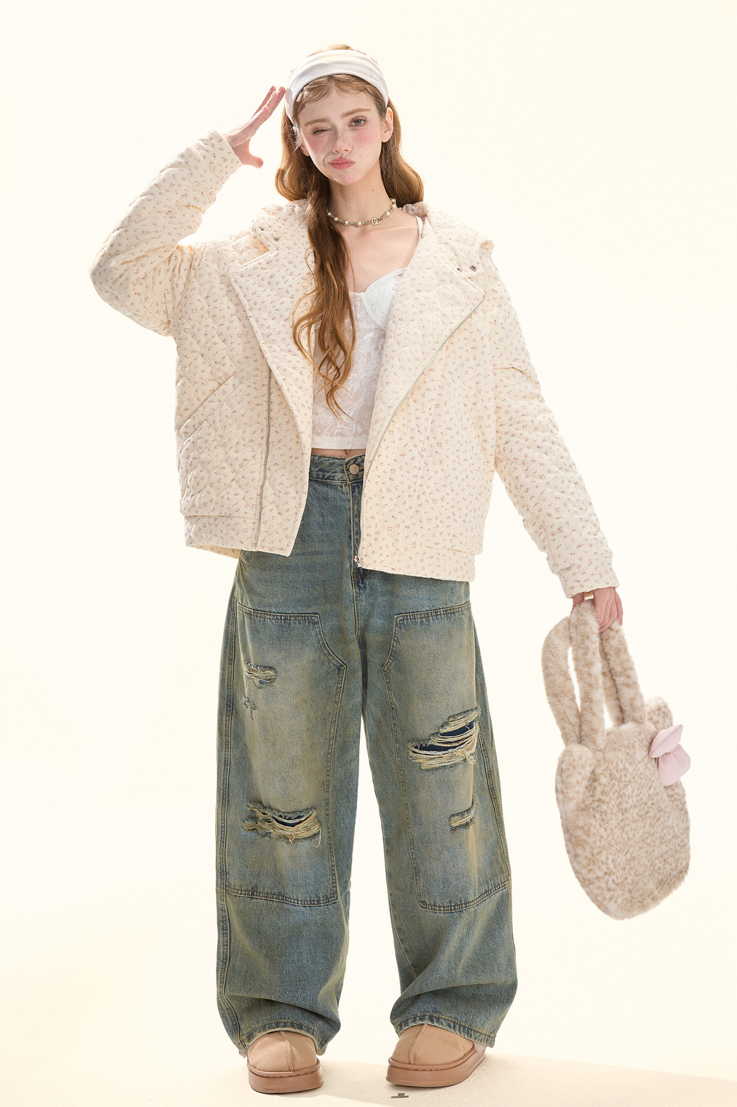 ウォッシュレトロデザインデニムパンツ