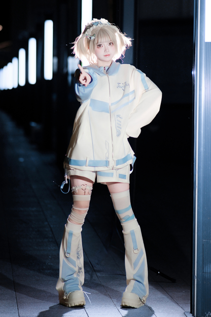 サブカルサイバージャケット+ショートパンツ+レッグカバー
