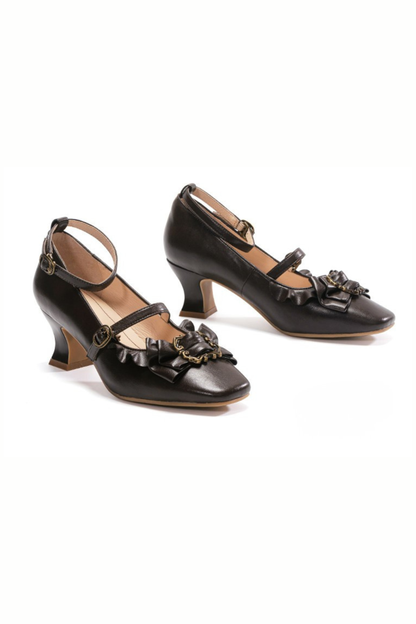 レザーリボンフリルロリータヒール