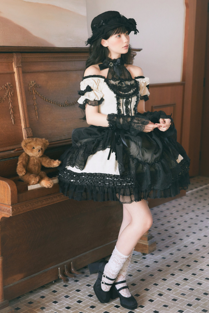 Moon River Lolita Puff Sleeve Top + Vest + Skirt