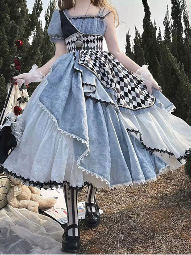 [May 20, 2012 reservation deadline] Alice in Wonderland Asymmetrical Check Dress