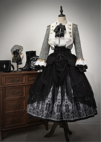 【予約商品】チャーチクワイアゴシックロリータハウンドストゥースドレスアンドプリンススーツフルセット＋コンプリートセット＋ハット