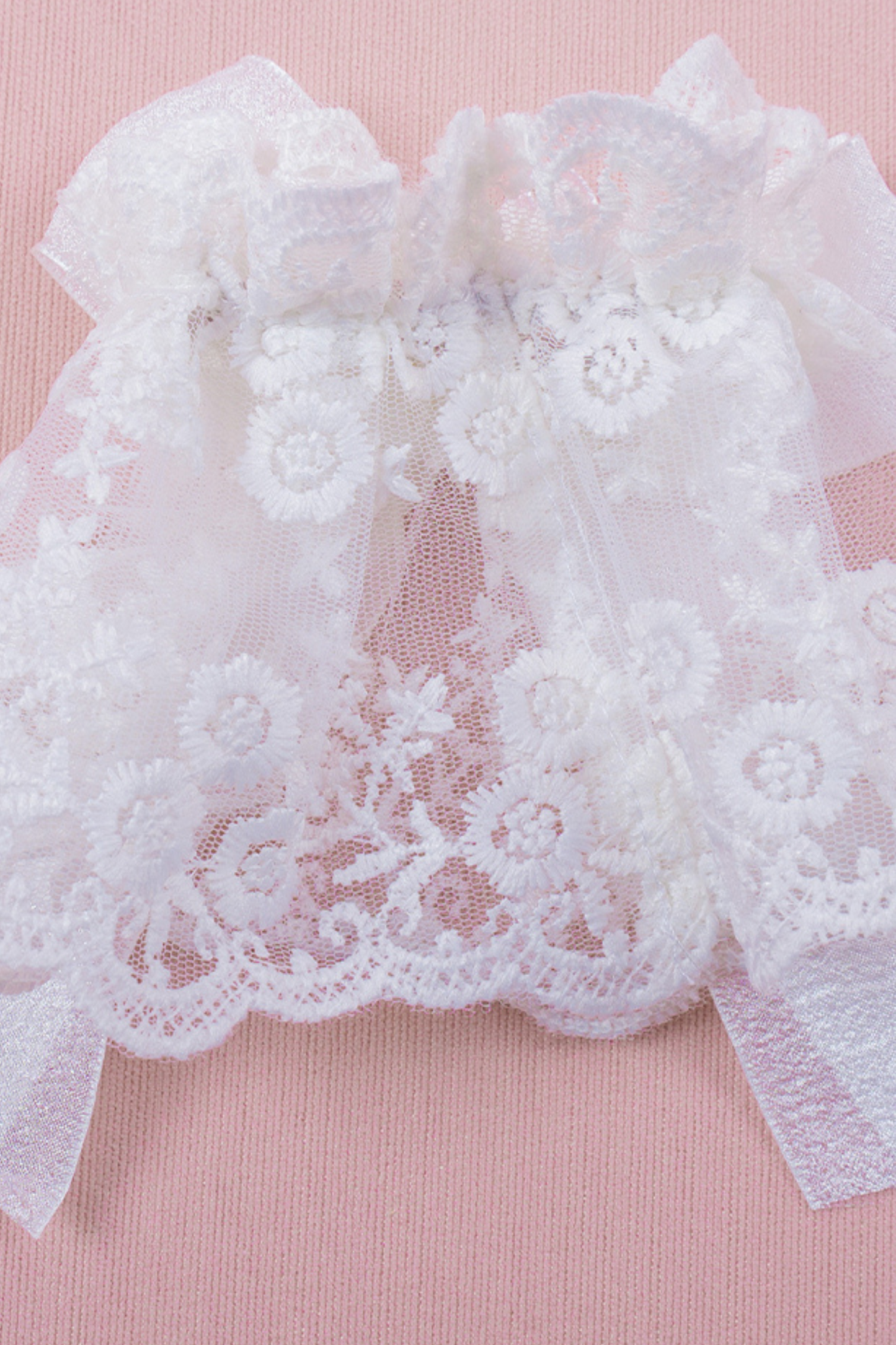 ホワイトレースブライダルスタイルボンネット+ヘアバンド+クリップ+スリーブ