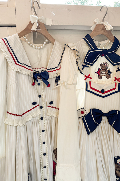 [Reservation Item] Marine Bear Design Doll Lolita Dress + Tie Top