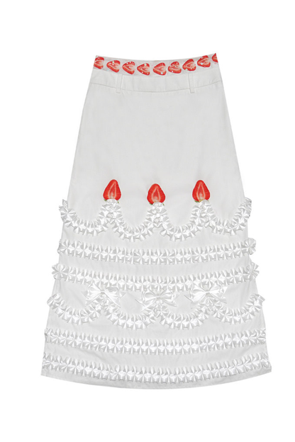 ストロベリーケーキプリントスカート