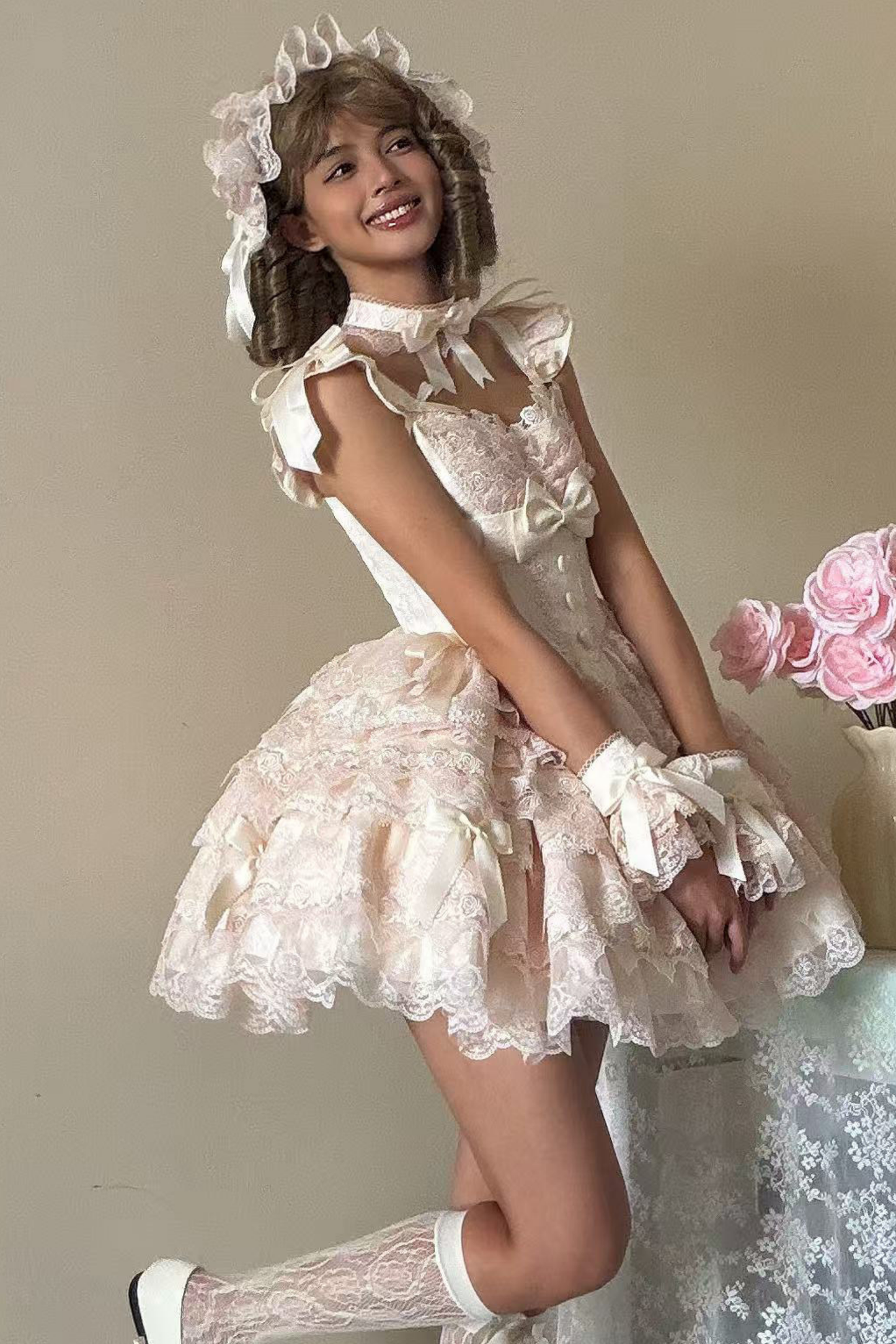 【予約商品】プリンセスバレエケーキロリータドレス+ヘアバンド+ネックレス+スリーブ+テール