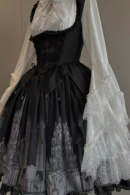 Gothic Lolita Jumper Skirt + Dark Top + Girdle