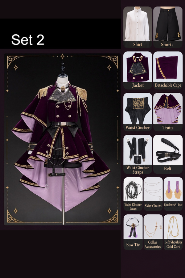 [Pre-order Deadline: December 7] Purple & Gold Royal Prince-Style Military Lolita Coordinated Outfit 1/2 + Full Set, Ouji Fashion