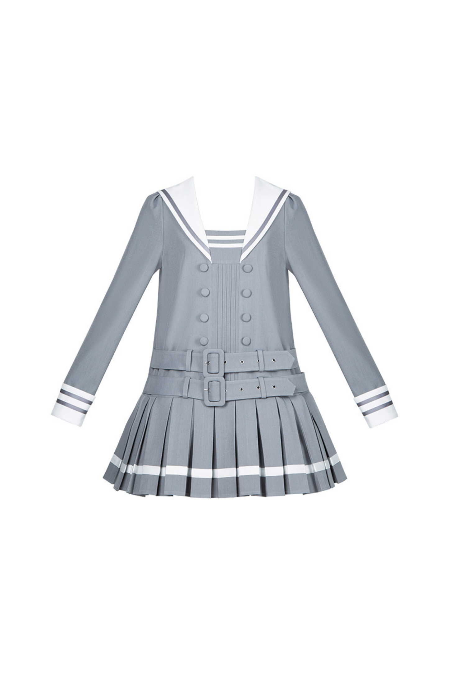 Robe collège plissée à col marin + Ruban + Chapeau