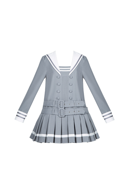 Robe collège plissée à col marin + Ruban + Chapeau