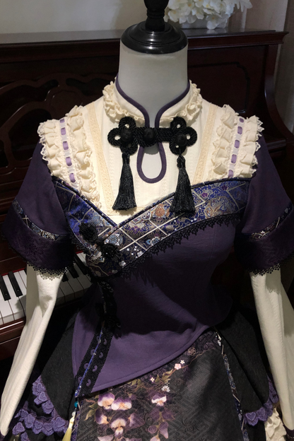 China Style Girl Lolita Top + Skirt + Catsuit + Clips