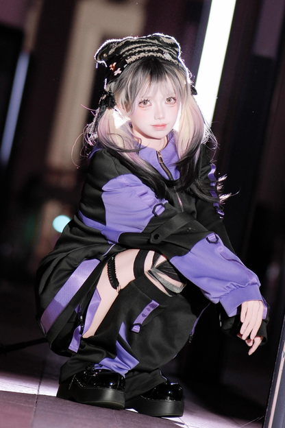 サイバーサブカルジャージジャケット+ショートパンツ+レッグカバー