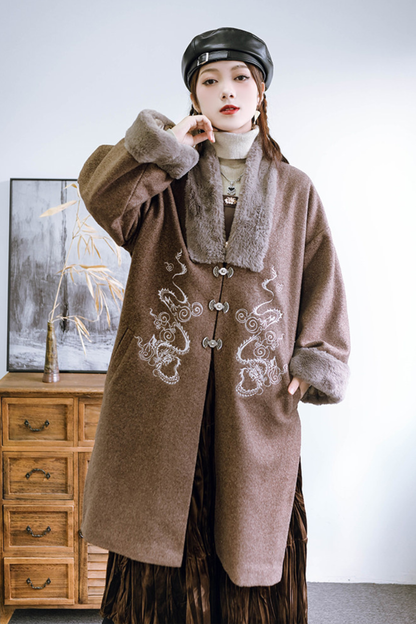 Chinese Dragon Motif Long Cardigan