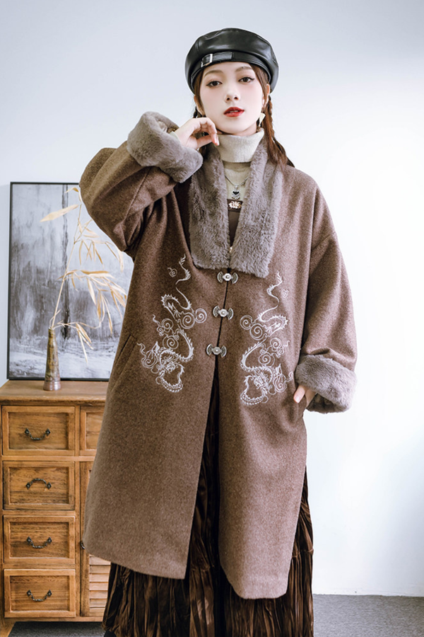 Chinese Dragon Motif Long Cardigan